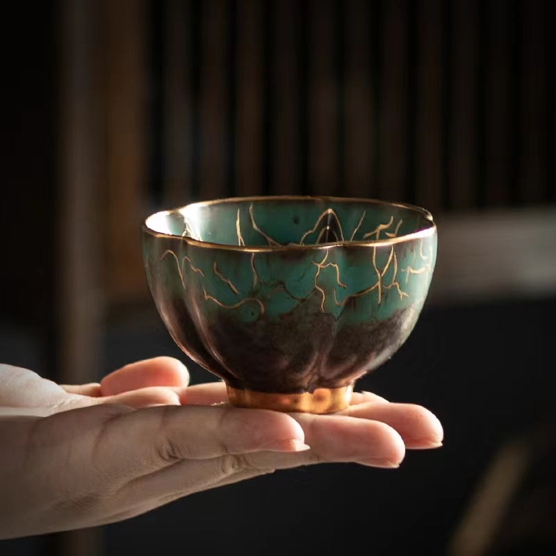 jianzhan teacup with painting gold and silver-IM209