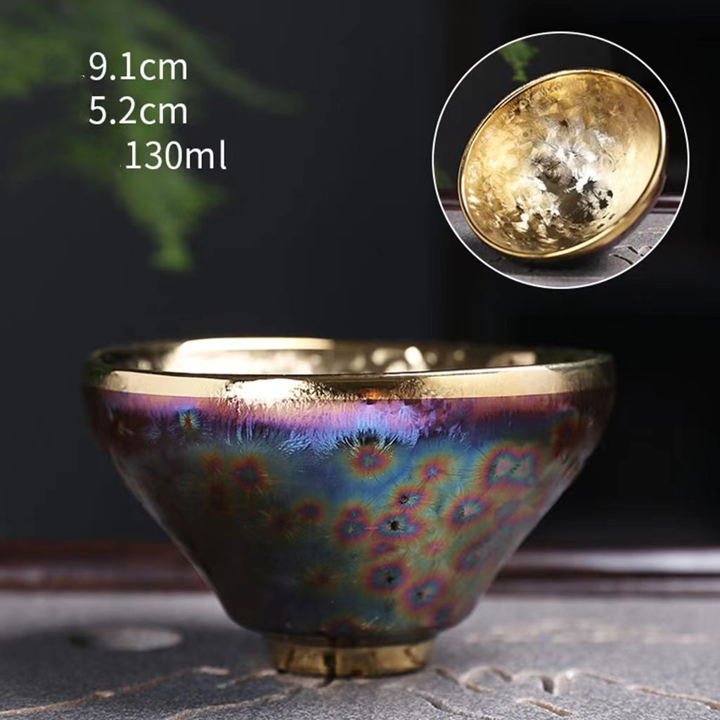 Golden jianzhan teacup and silver set-IM004