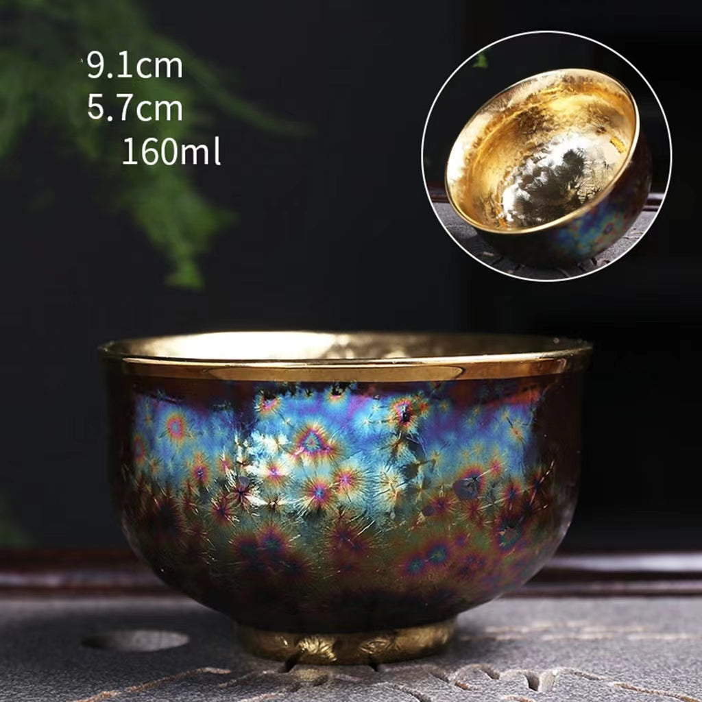 Golden jianzhan teacup and silver set-IM004