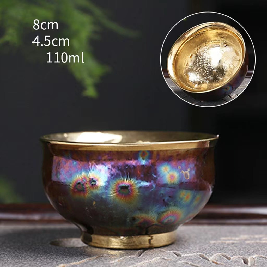 Golden jianzhan teacup and silver set-IM004