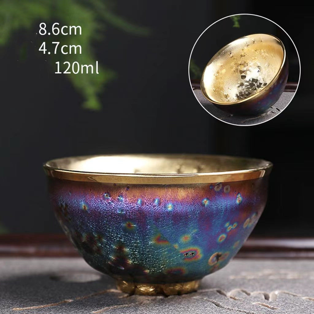 Golden jianzhan teacup and silver set-IM004