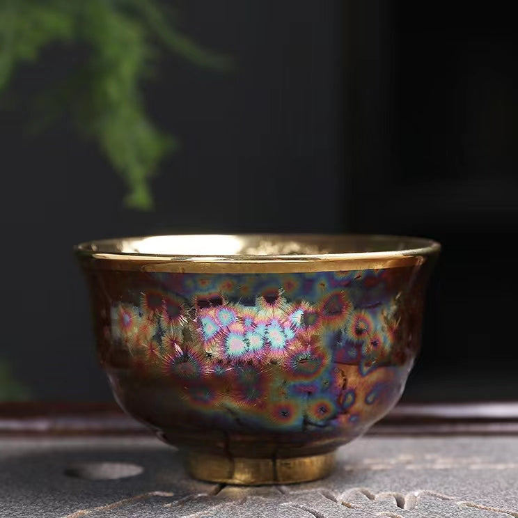 Golden jianzhan teacup and silver set-IM004