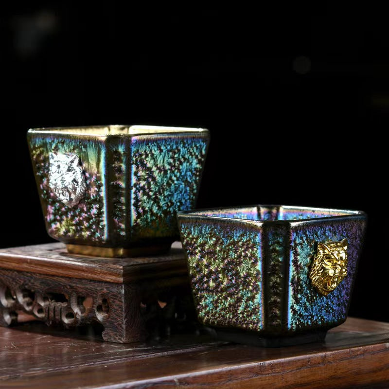 Golden and colorful jianzhan tea cup-IM005