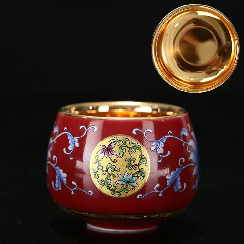 enamel golden teacup for tea lover-IM008