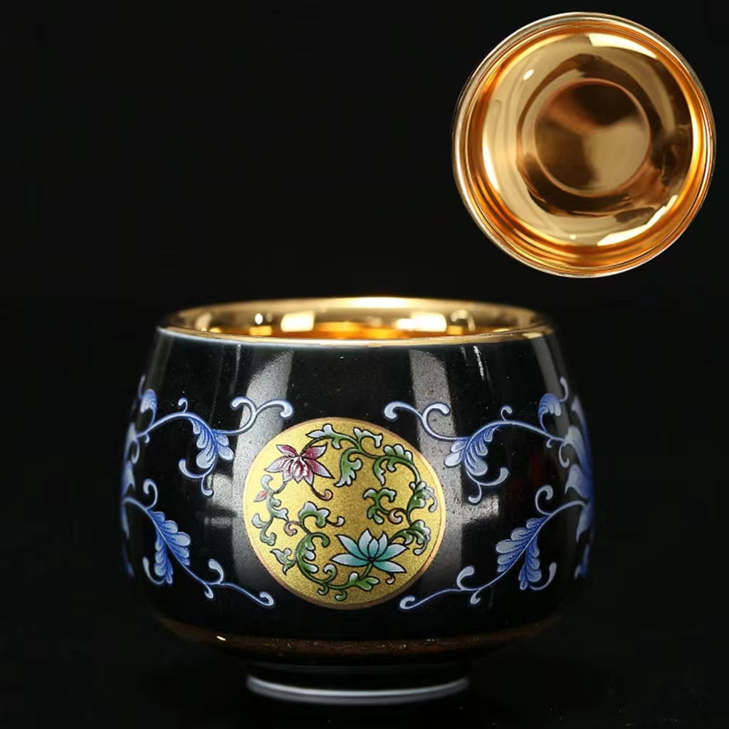 enamel golden teacup for tea lover-IM008