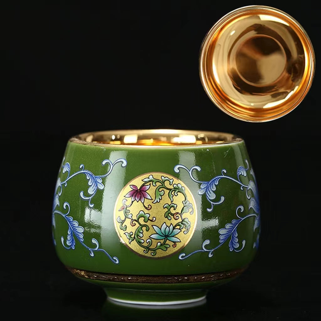 enamel golden teacup for tea lover-IM008