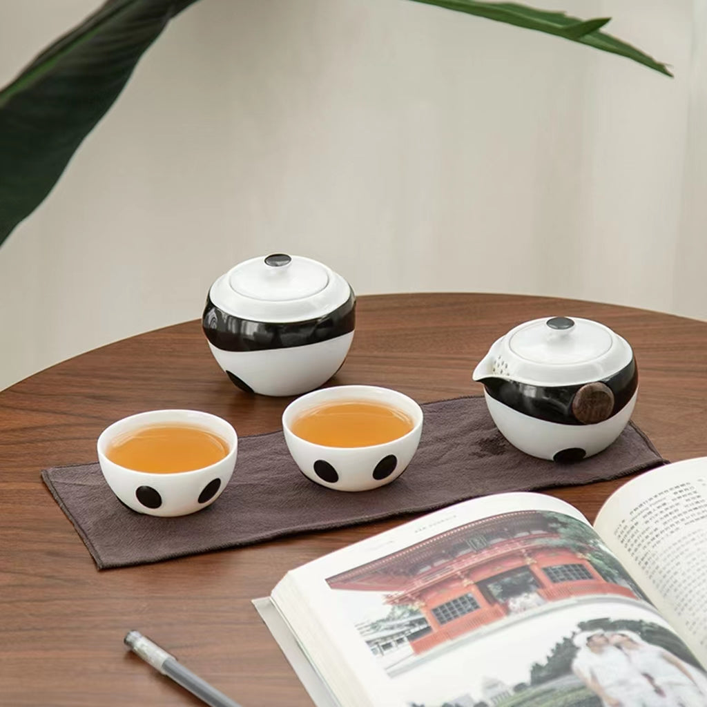 Panda quick teacup set with 2 pieces and 1 teajar-D1305