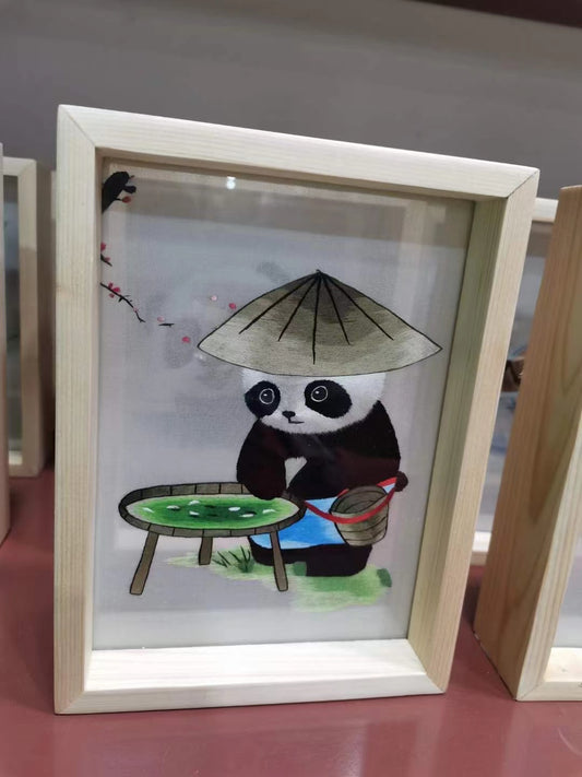 Shu embroidery display Panda photo frame-D1311