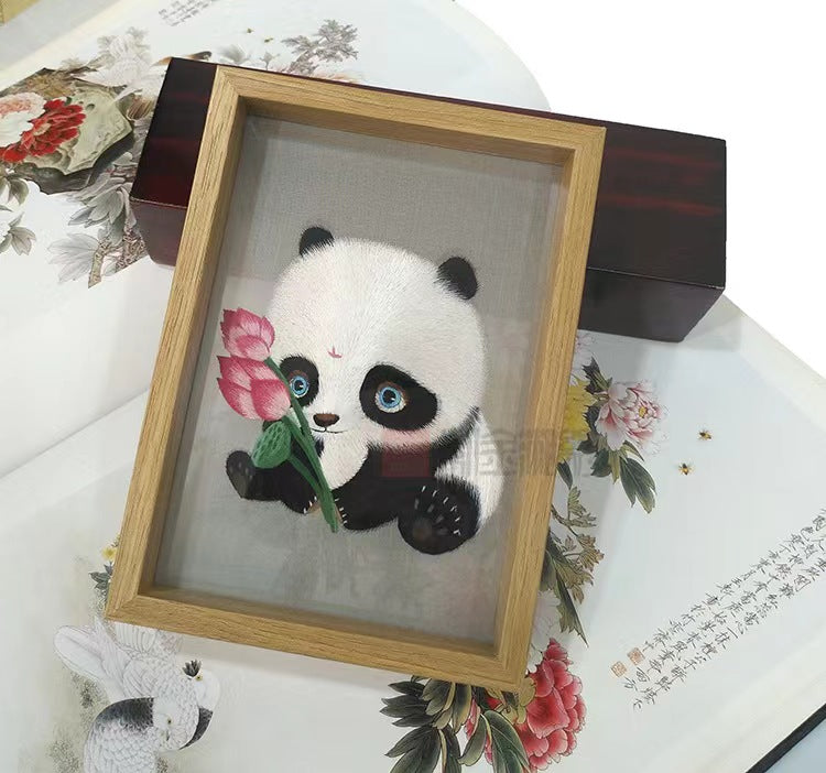 Shu embroidery display Panda photo frame-D1311