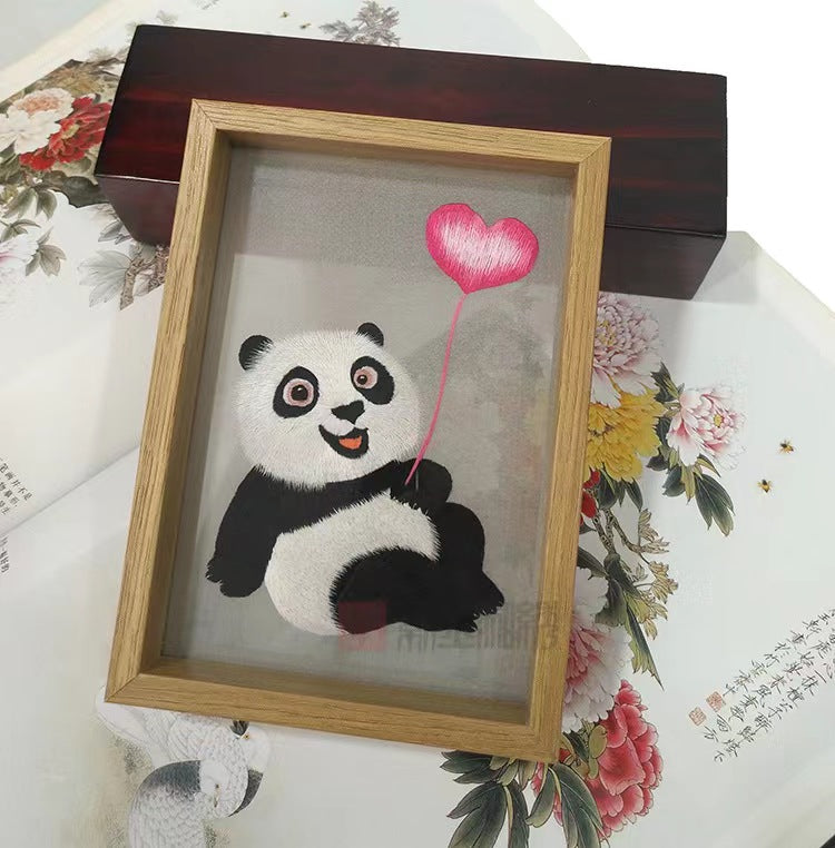 Shu embroidery display Panda photo frame-D1311