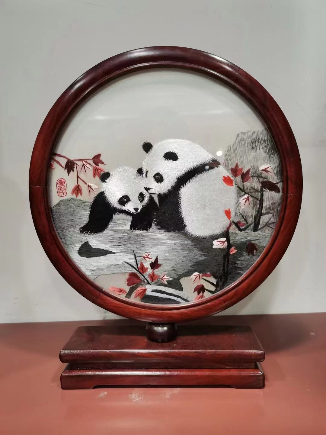 Shu embroidery double-sided handmade high-end Panda-D1314