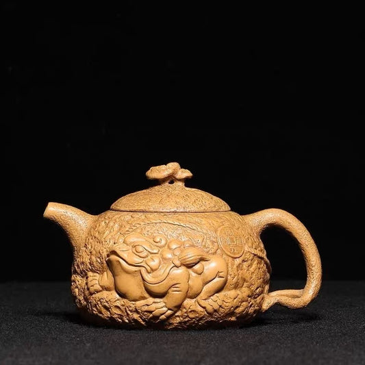 Master work purple clay golden toad for spring teapot-IM328