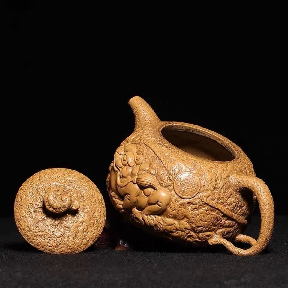 Master work purple clay golden toad for spring teapot-IM328