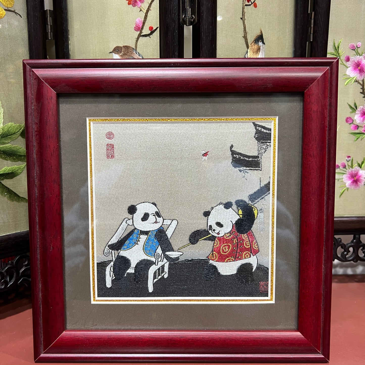 Shu embroidery brocade single-sided high-end Panda display-D1350