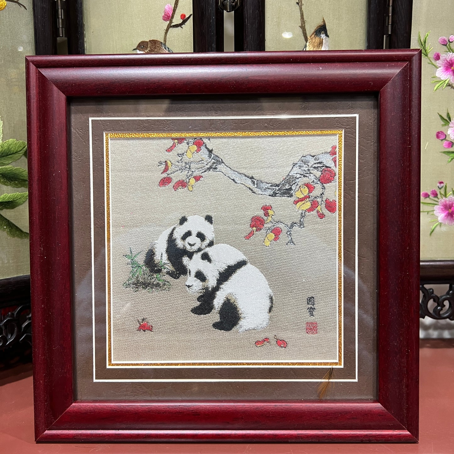 Shu embroidery brocade single-sided high-end Panda display-D1350