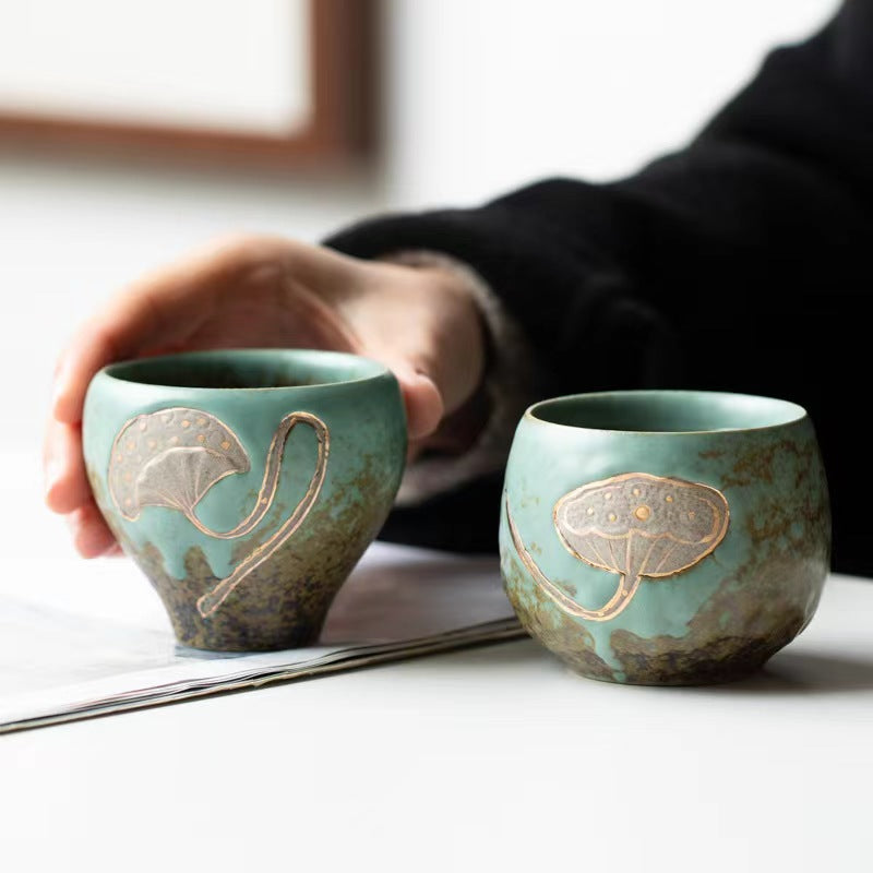 Lotus leaf and lotus  tea cup set for gift-IM409