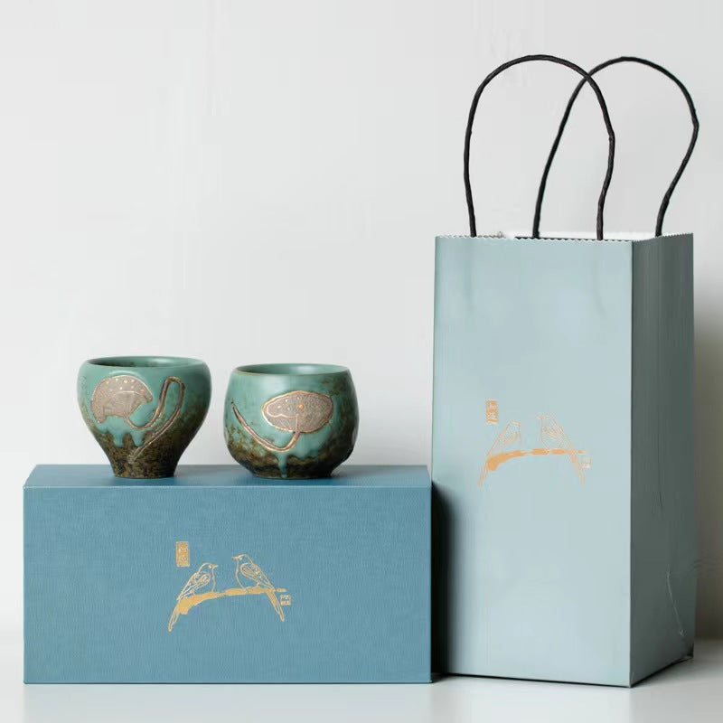 Lotus leaf and lotus  tea cup set for gift-IM409