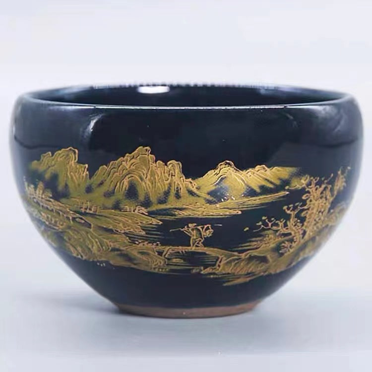 Black gold tea cup landscape jianzhan cup-IM269