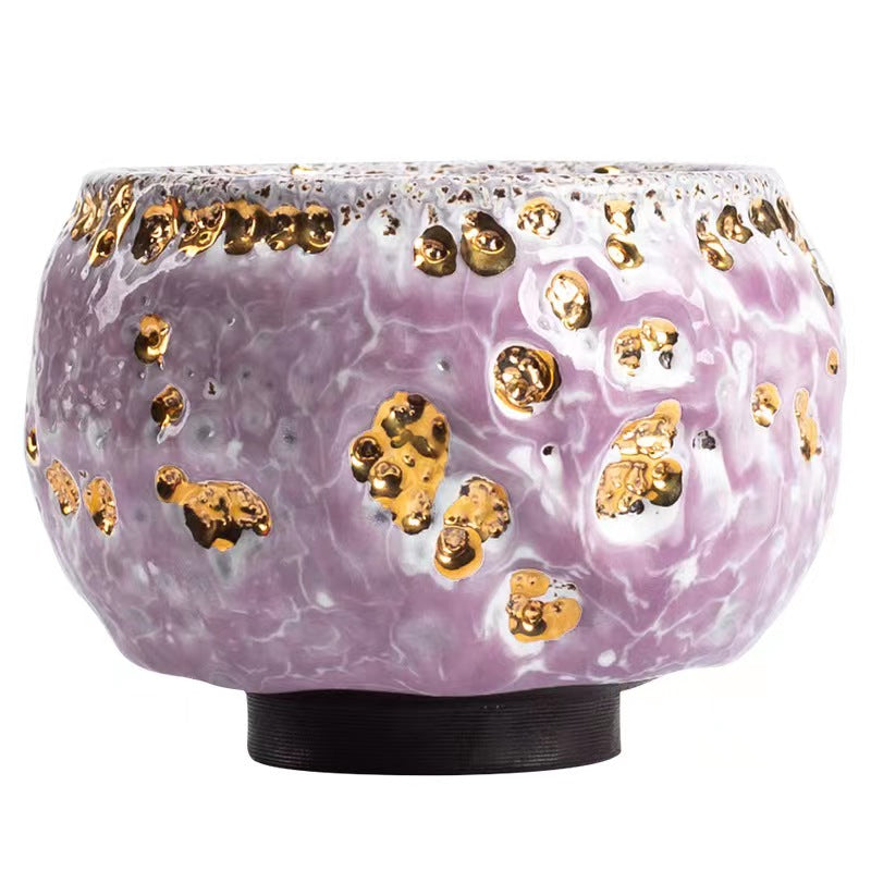 Master work ShinoYaki  Golden White moon and pink Teacup-IM117