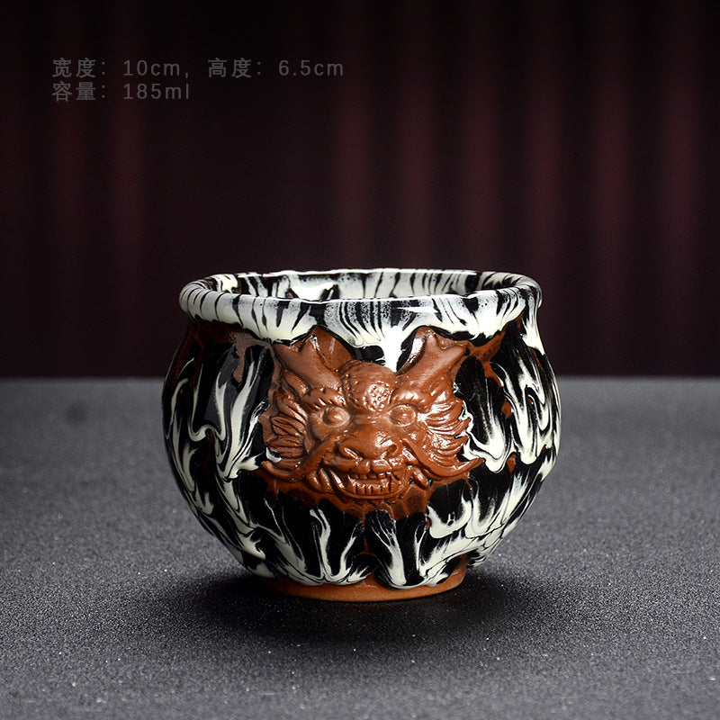 Four mythical beast dragon tea cup jianzhan set-IM219