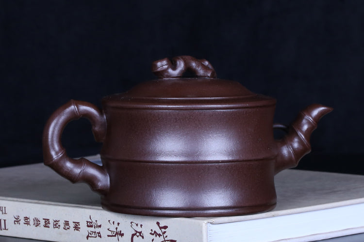 Master work purple clay bamboo style teapot 330ml-PCT013