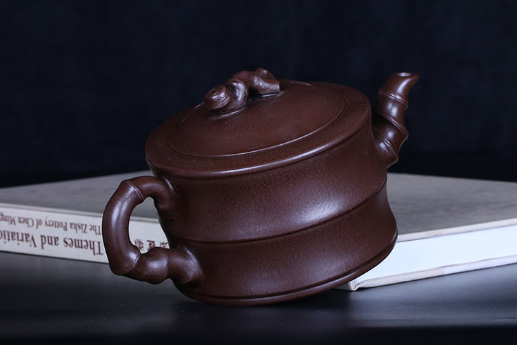 Master work purple clay bamboo style teapot 330ml-PCT013