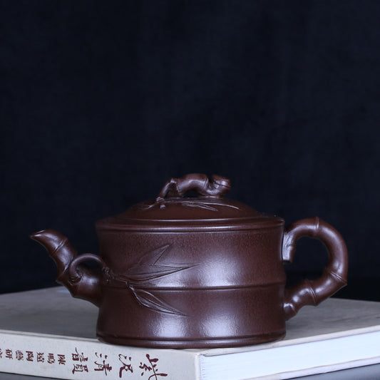 Master work purple clay bamboo style teapot 330ml-PCT013