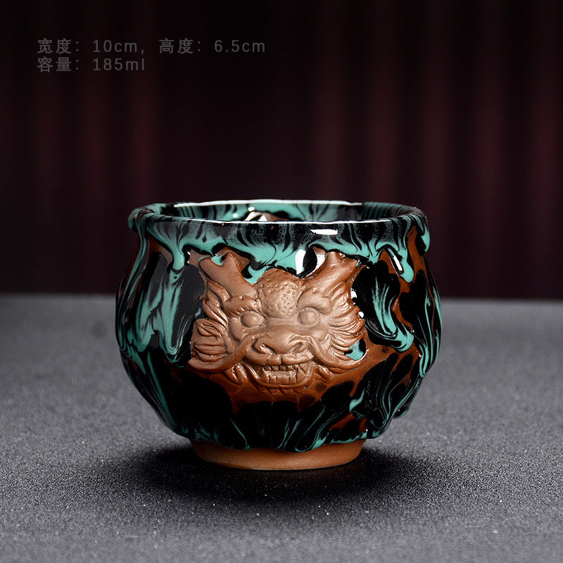 Four mythical beast dragon tea cup jianzhan set-IM219