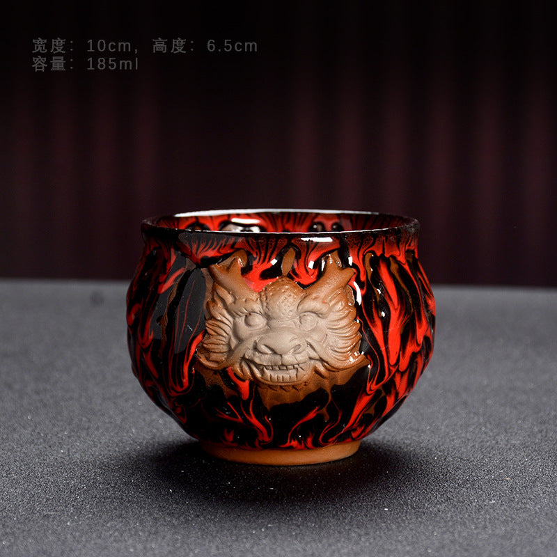 Four mythical beast dragon tea cup jianzhan set-IM219