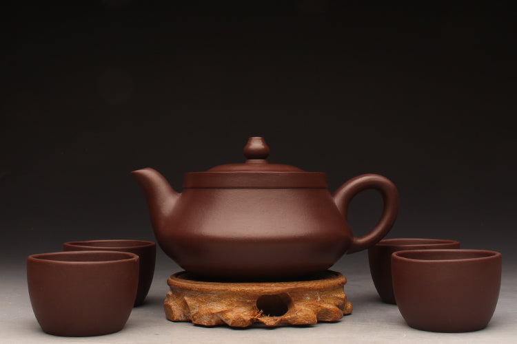 Master work purple clay Handmade Teapot with four cups-PCT012