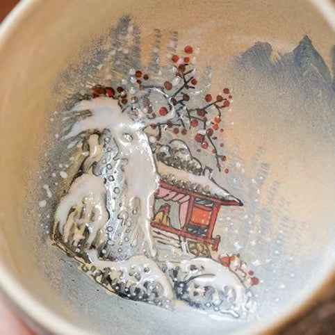 Master Collection-- High end Snow Mountain hand-painted Tea Cup-Im283