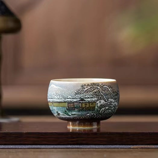 Master Collection-- High end Snow Mountain hand-painted Tea Cup-Im283