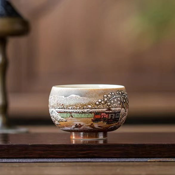 Master Collection-- High end Snow Mountain hand-painted Tea Cup-Im283