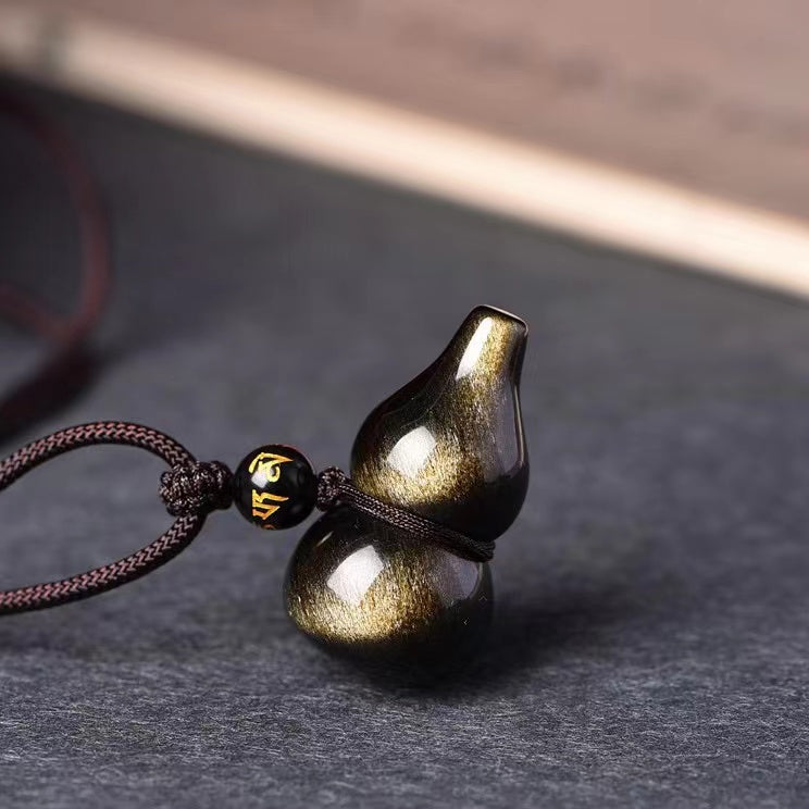 Natural Gold Obsidian Gourd Keyring-IM300