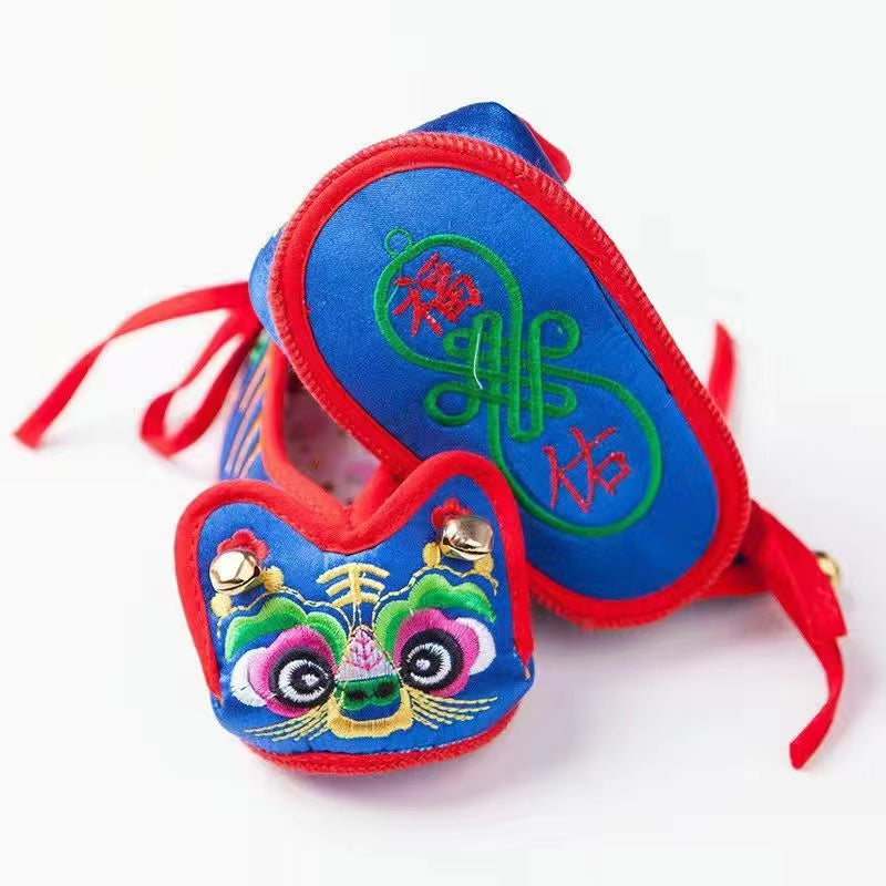 Tiger-head shoes soft soled baby shoes cloth shoes hand embroidered Chinese style- IM319