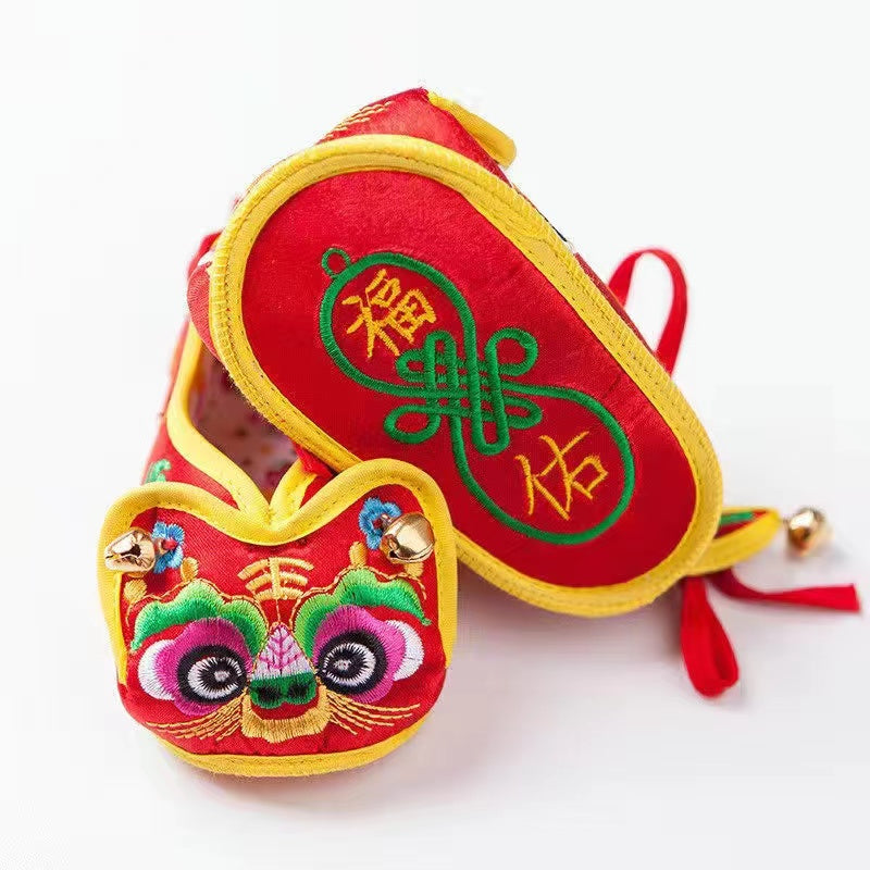 Tiger-head shoes soft soled baby shoes cloth shoes hand embroidered Chinese style- IM319