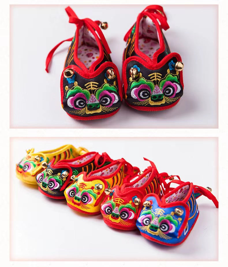 Tiger-head shoes soft soled baby shoes cloth shoes hand embroidered Chinese style- IM319