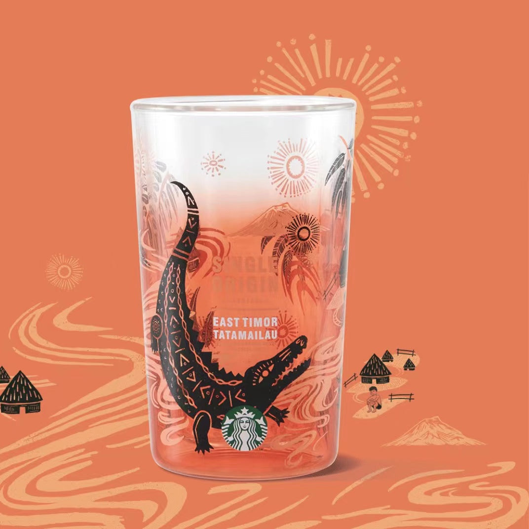 STARBUCKS - Tatamailau east timor Crocodile island style Double tumbler 350ml num 844