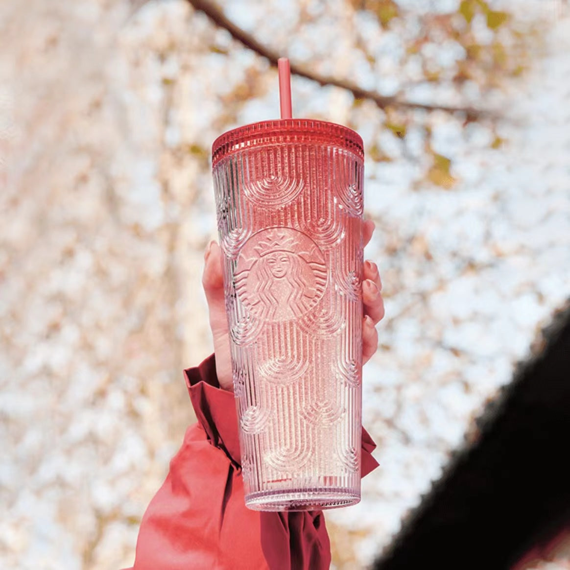 STARBUCKS -Plastic sippy Cup with Red gradient 710ml