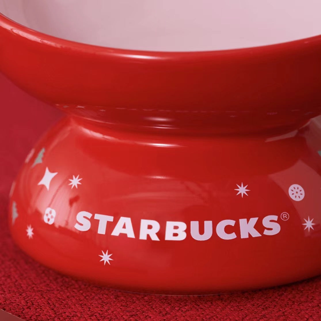 Starbucks -Red cat ear ceramic pet Bowl 330ml