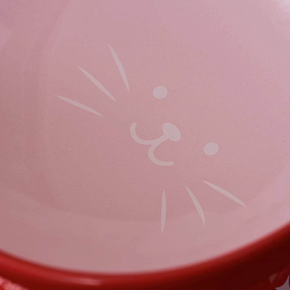 Starbucks -Red cat ear ceramic pet Bowl 330ml