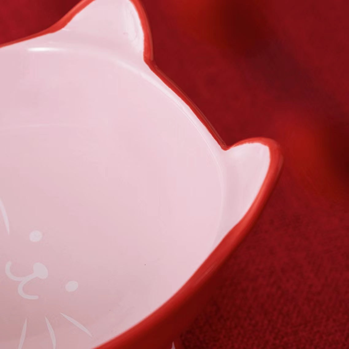 Starbucks -Red cat ear ceramic pet Bowl 330ml